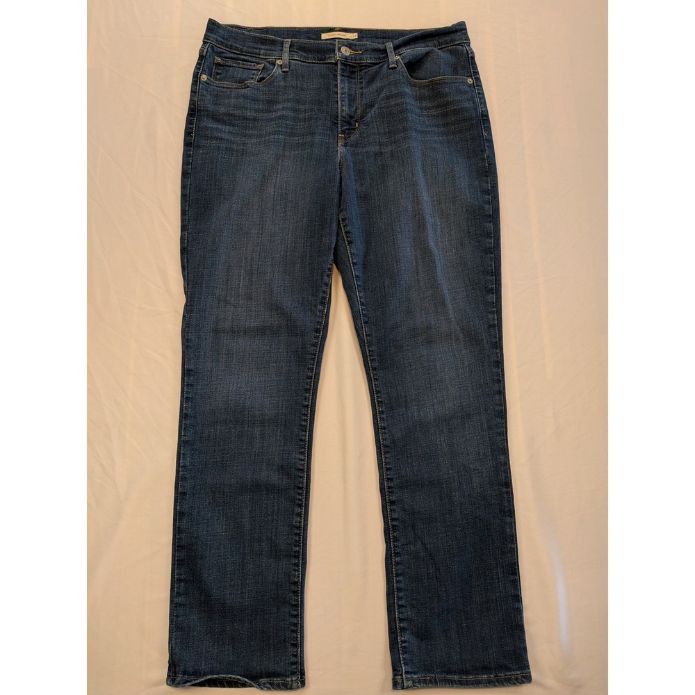 Levis Classic Straight Jeans Womens 14M W32 L30 Dark Indigo Blue Stretch